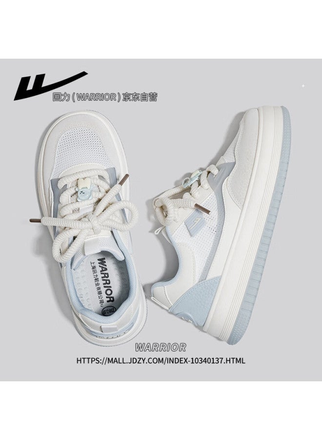 Warrior Official Women's Thick Sole White Sneakers Autumn New Shoes Women Light Blue Mesh Size 35