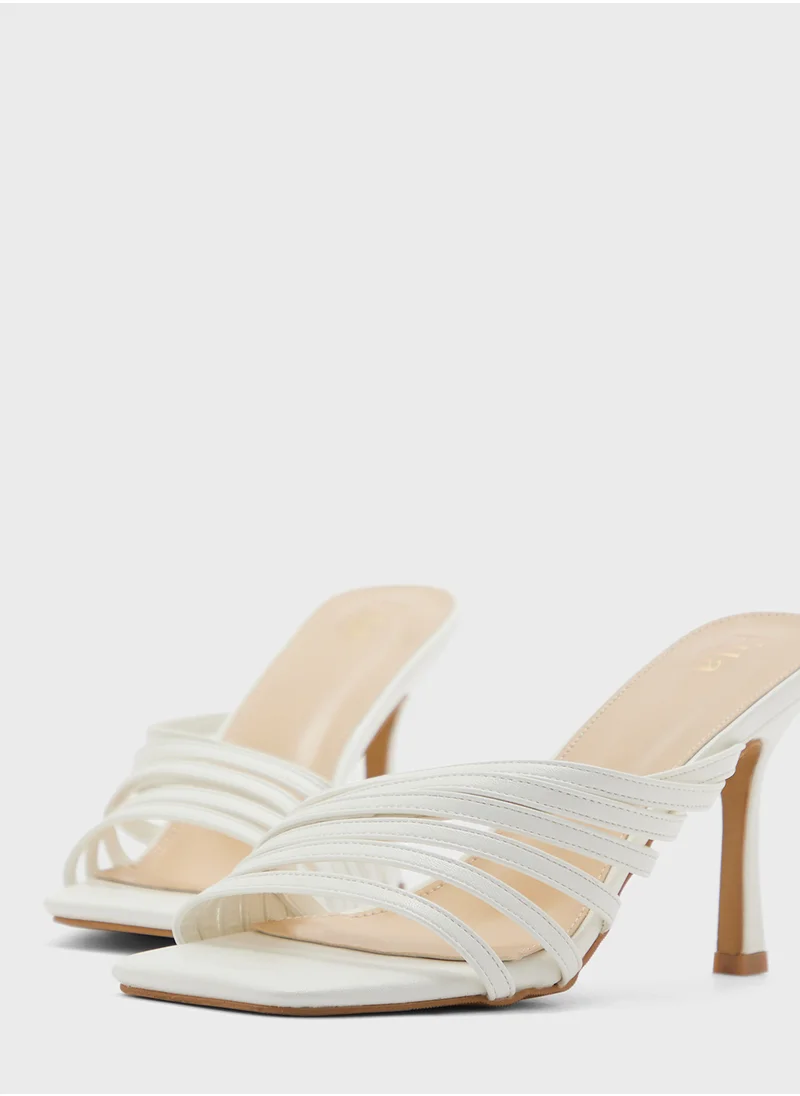 ELLA Multi Strap Square Toe Heel Sandal