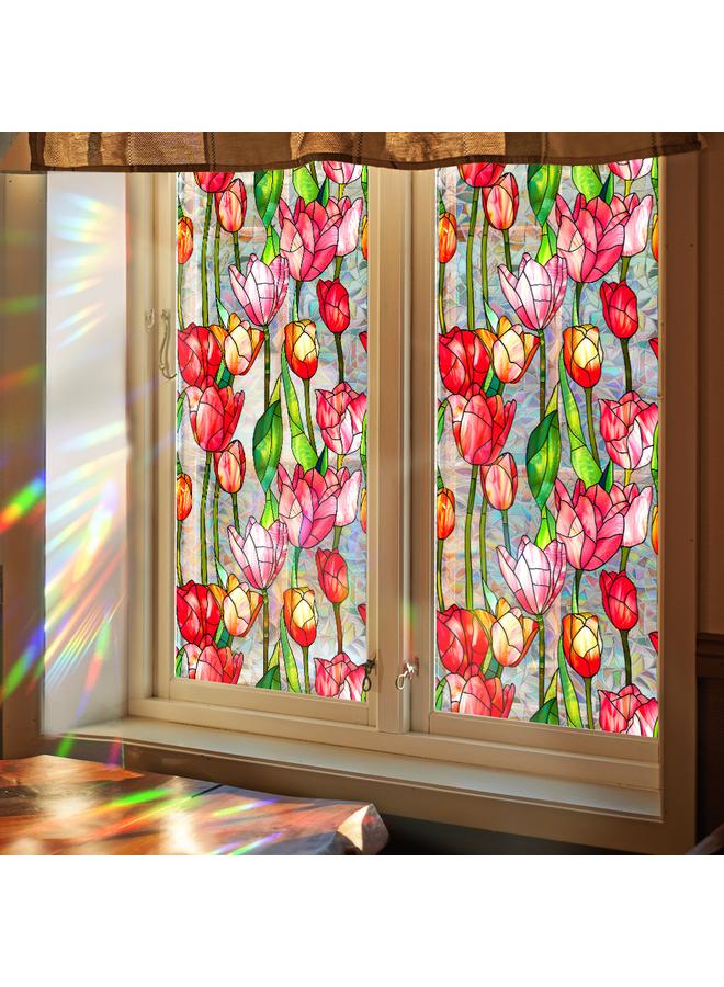 Bluejw XCBL001-047  Colorful Electrostatic Glass Sticker PVC Glue-free Rainbow Green Plant Window Double-sided Color Film - Image 4