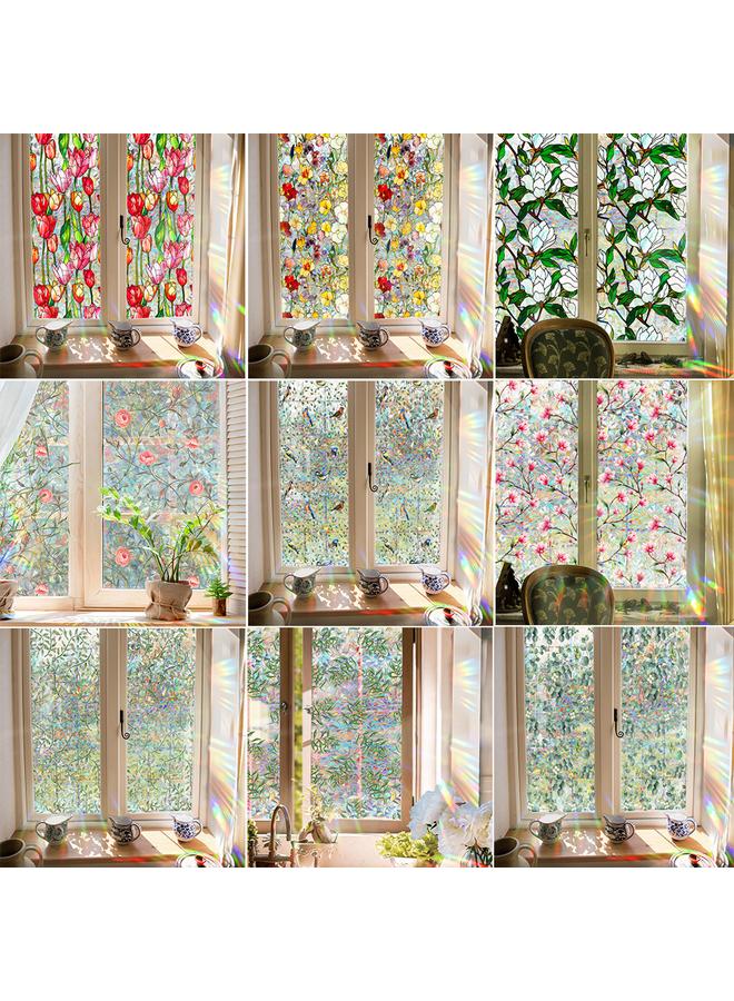 Bluejw XCBL001-047  Colorful Electrostatic Glass Sticker PVC Glue-free Rainbow Green Plant Window Double-sided Color Film - Image 2