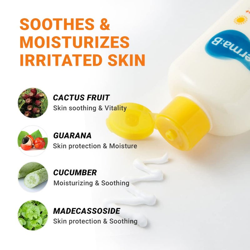 derma b ديرما بي بلوك الشمس اليومي حجم كبير واقي شمس SPF50+ PA++++ 6.71 أونصة سائلة، 200 مل مرطب خفيف الوزن سريع الامتصاص SPF، غير لزج للوجه والجسم لبشرة نضرة، لوشن حماية كوري - Image 3