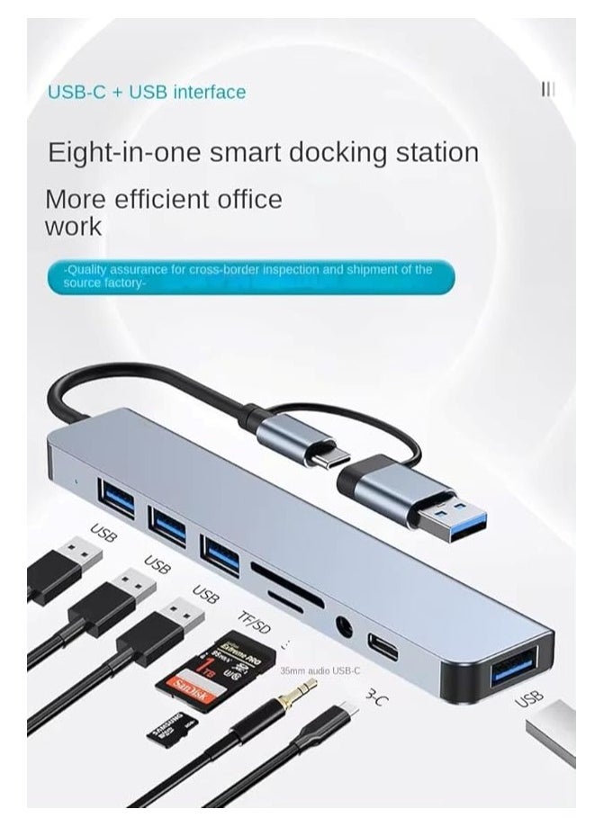 إيروريكس موزع USB C، محول متعدد المنافذ 8 في 1 من النوع C مع HDMI 4K، توصيل طاقة PD، USB-C، إيثرنت، 2 USB، قارئ بطاقة SD/TF متوافق مع Mac Book Pro XPS والمزيد من الأجهزة من النوع C  - Image 4