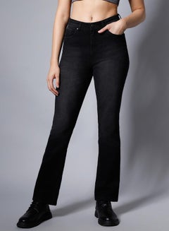 HIGH STAR High Rise Whiskered Bootcut Jeans by Styli  - Image 1