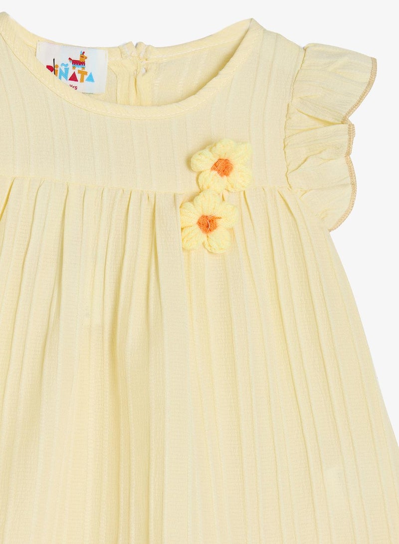 Pinata Yellow Floral Frill Summer Dress - Image 4