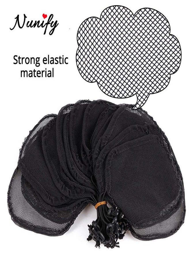 Nunify 5 Pcs Hair Net for Making Afro Puff Drawstring Ponytail And Afro Hair Bun - Black Glueless Ponytail Hairnet with 10 Pcs Wig Combs - Adjustable Strap Afro Hair Bun Weaving Net For Women (S/Square) - Image 3