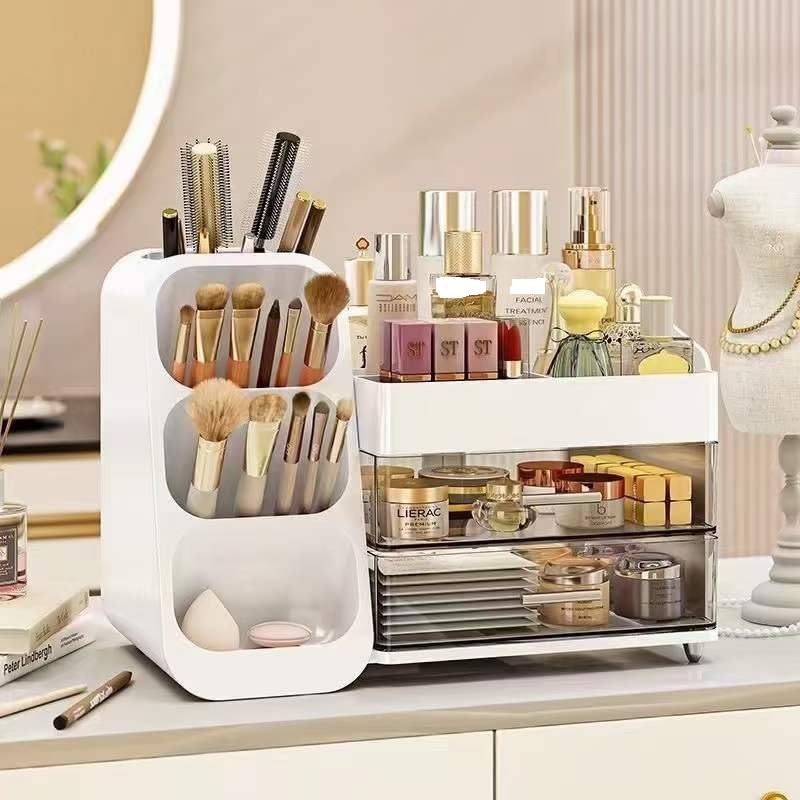 Bayleef Makeup Storage Box TwoinOne MultiLayer Split Lipstick Finishing Desktop Large Capacity Skin Care Rack Good And Modern Look - Image 4