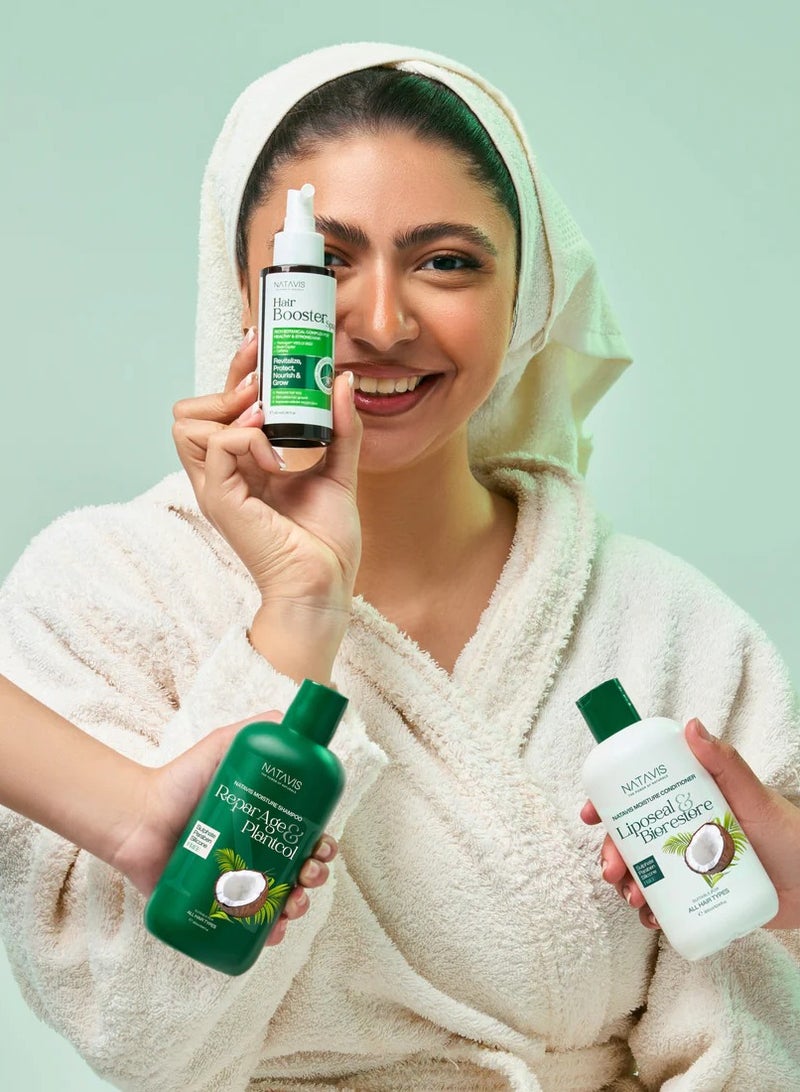 NATAVIS Moisture Shampoo 300 ml & Moisture Conditioner 300 ml Sulfate & Silicon and Paraben-FREE  - Image 3