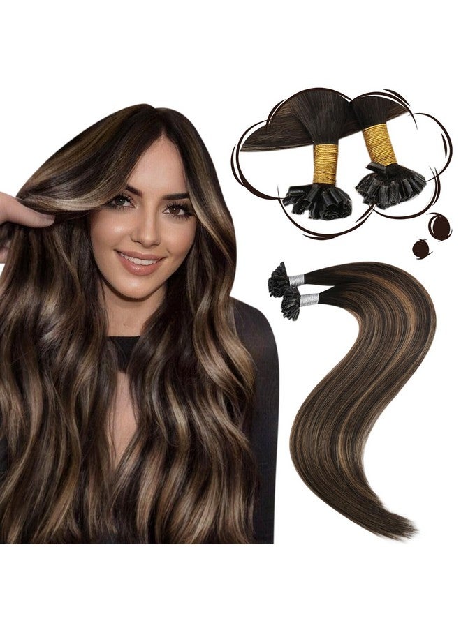 Moresoo U Tip Hair Extensions Human Hair Balayage Color Darkest Brown And Chestnut Brown Hair Extensions Keratin Hair Extensions 18 Inch Utip Fusion Hair Extensions 1G/S Total 50G - Image 1