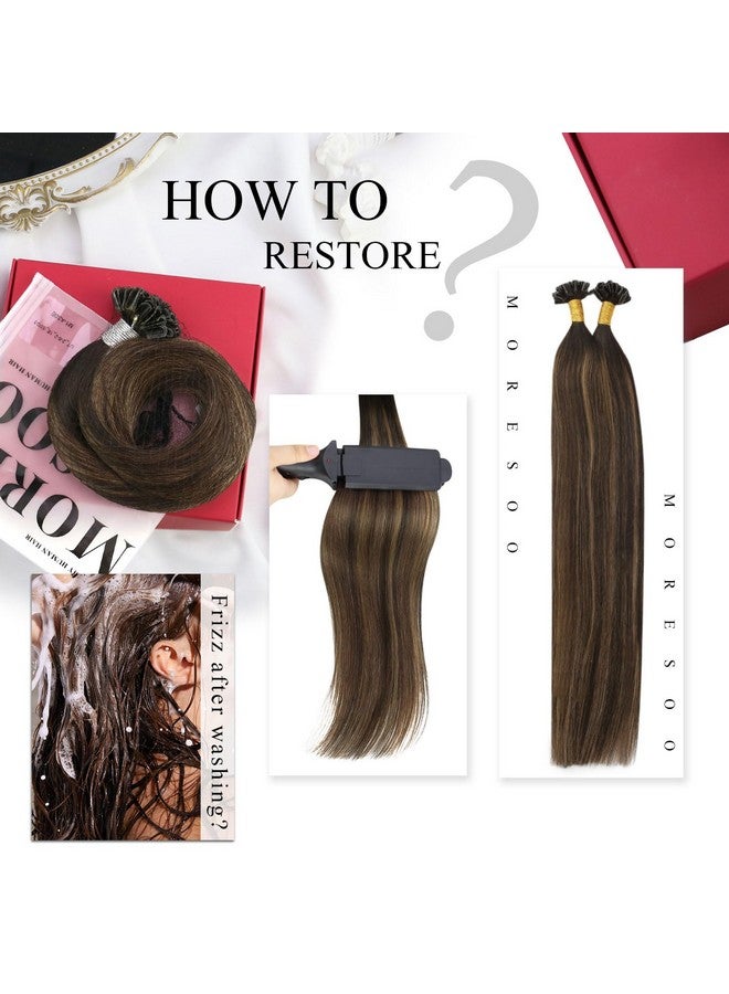 Moresoo U Tip Hair Extensions Human Hair Balayage Color Darkest Brown And Chestnut Brown Hair Extensions Keratin Hair Extensions 18 Inch Utip Fusion Hair Extensions 1G/S Total 50G - Image 5
