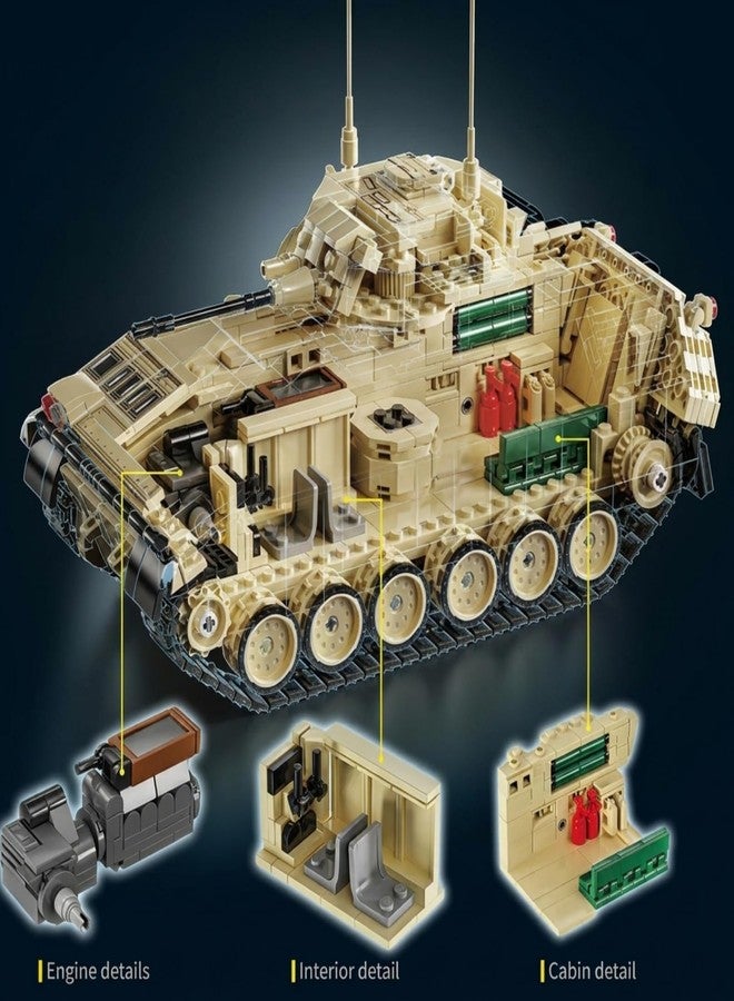 Brihappen Military World-M2 Tanks Building Set for Adults, WW2 M2 Bradley Army Tank Model to Build and Collectible Display, Home Office Decor, Gifts for Military Fans Mens Boys（1862 PCS） - Image 2