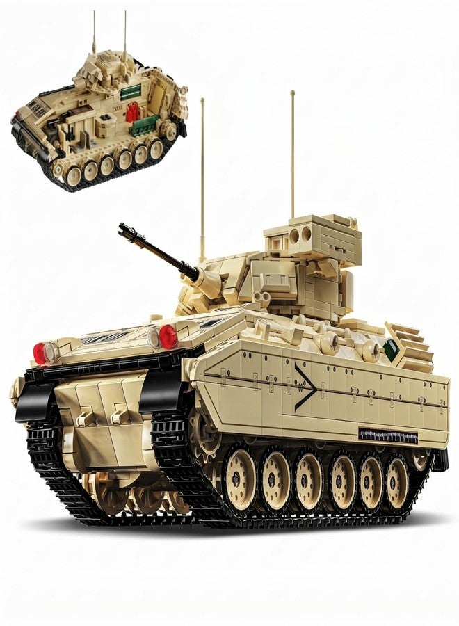 Brihappen Military World-M2 Tanks Building Set for Adults, WW2 M2 Bradley Army Tank Model to Build and Collectible Display, Home Office Decor, Gifts for Military Fans Mens Boys（1862 PCS） - Image 1