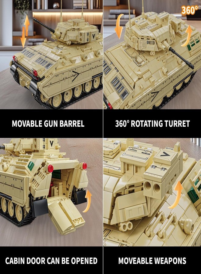 Brihappen Military World-M2 Tanks Building Set for Adults, WW2 M2 Bradley Army Tank Model to Build and Collectible Display, Home Office Decor, Gifts for Military Fans Mens Boys（1862 PCS） - Image 3