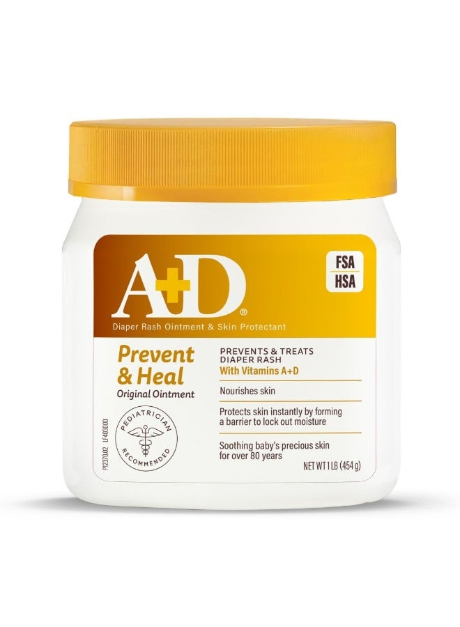A&D Original Diaper Rash Ointment Skin Protectant with Lanolin and Petrolatum cream 1b 454g - Image 1