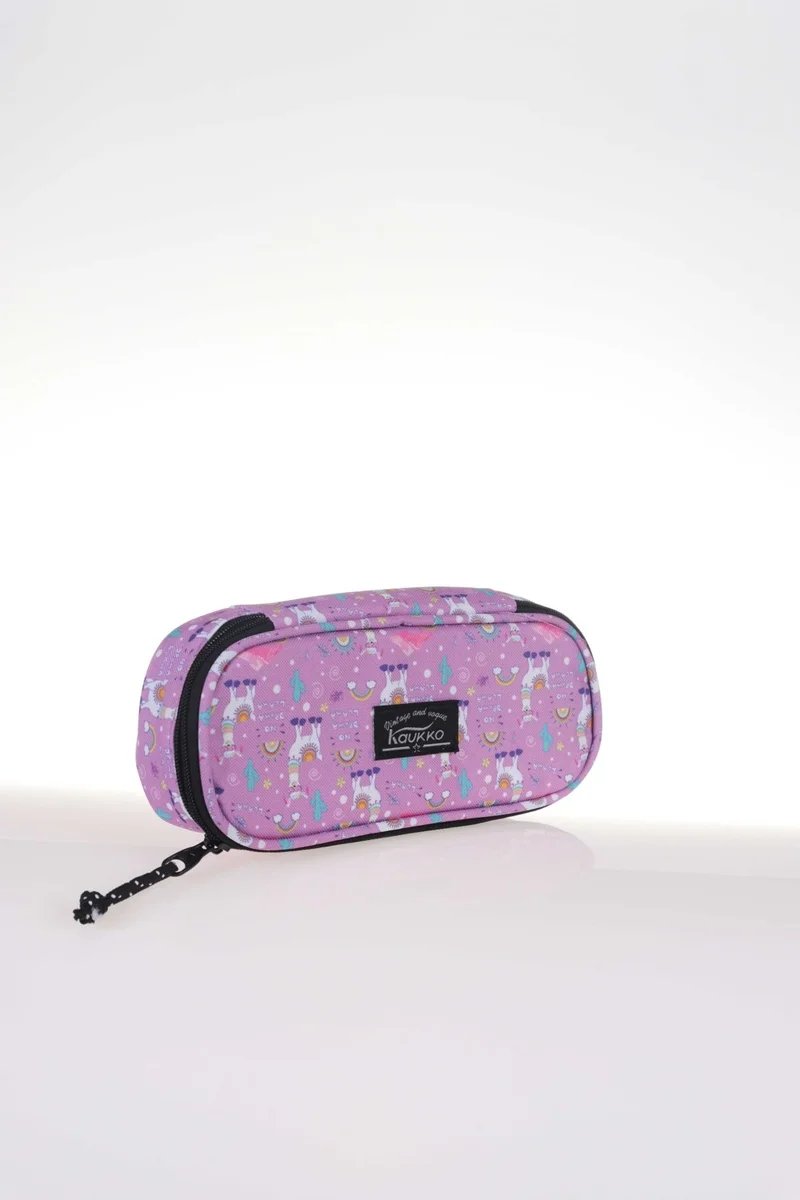KAUKKO Nature Pencil Bag with Special Compartment Lama (Lilac) K2328