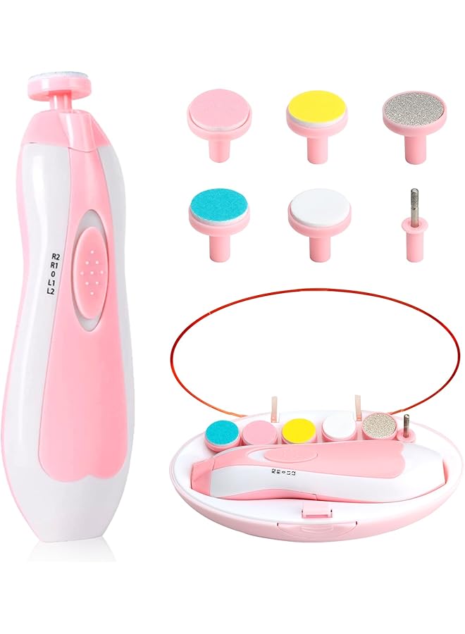 SWIUKPHE Baby Nail Trimmer Electric Baby Nail Clippers 6 In 1 Baby Nail File Nail File Baby Grooming Kit Manicure Set For Toddler Or Adults (Pink) - Image 1