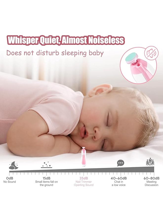 SWIUKPHE Baby Nail Trimmer Electric Baby Nail Clippers 6 In 1 Baby Nail File Nail File Baby Grooming Kit Manicure Set For Toddler Or Adults (Pink) - Image 5