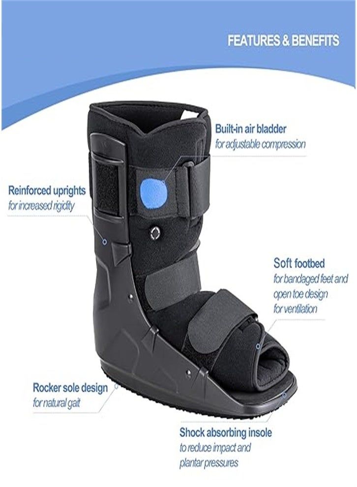 Medical inflatable fracture walking boots, ankle sprain and foot fracture recovery brace, all-round airbag compression protection boots, unisex (black) - Image 4