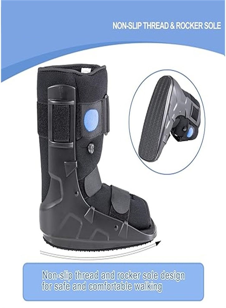 Medical inflatable fracture walking boots, ankle sprain and foot fracture recovery brace, all-round airbag compression protection boots, unisex (black) - Image 2