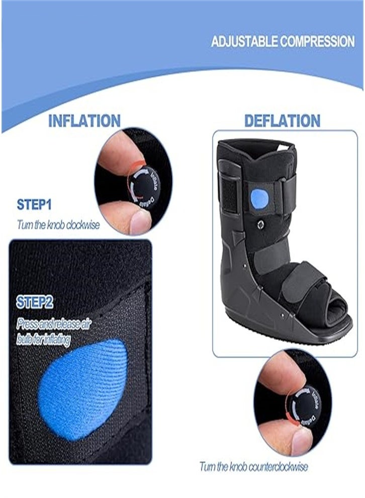Medical inflatable fracture walking boots, ankle sprain and foot fracture recovery brace, all-round airbag compression protection boots, unisex (black) - Image 3