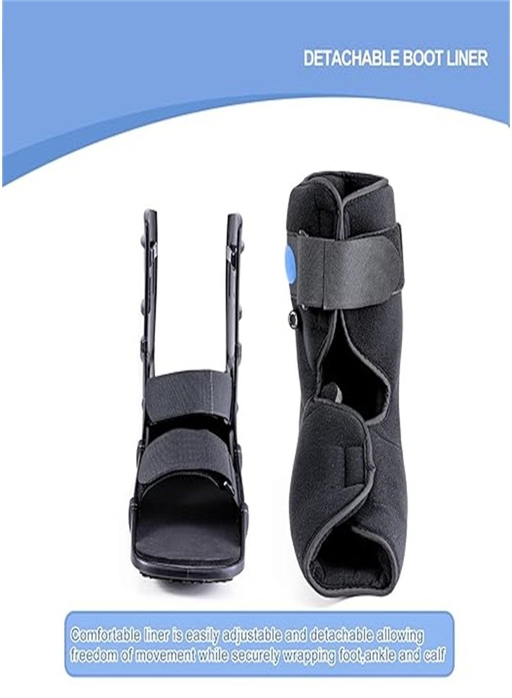 Medical inflatable fracture walking boots, ankle sprain and foot fracture recovery brace, all-round airbag compression protection boots, unisex (black) - Image 5