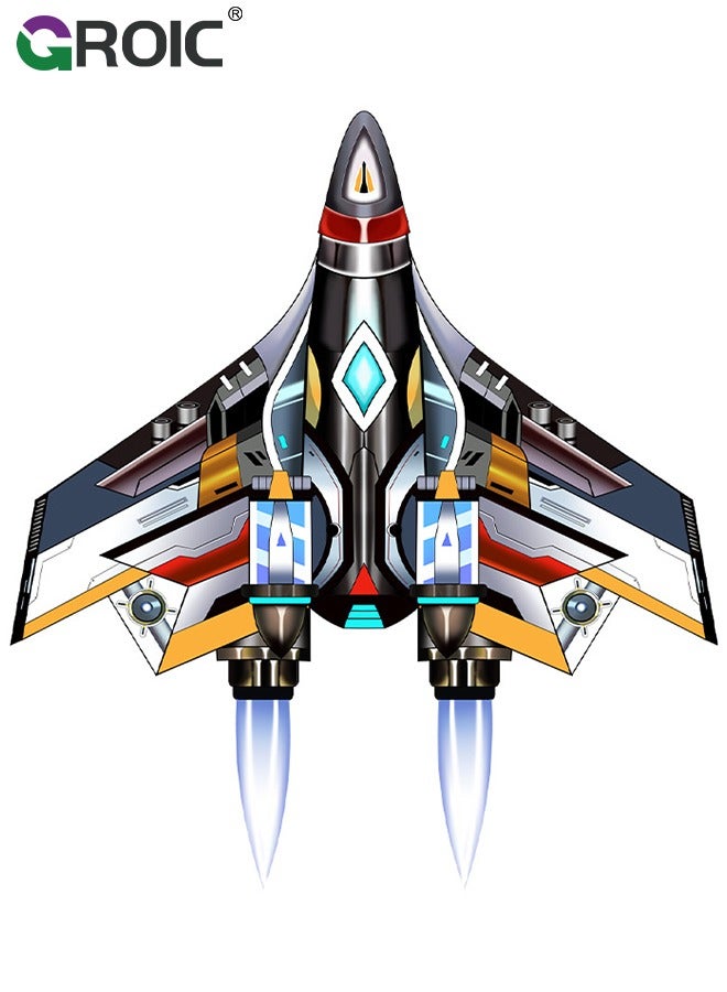 GROIC Airplane Kite for Adult and Kids, 55" x 61" Large Beginner Kite, Huge Kite with 328ft Line Handle, Easy to Fly with Durable Fiberglass Frame for Outdoor Activities, Anti-Tangle Flying Line - Image 1