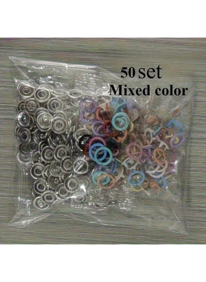 50 مجموعة أزرار ملونة للخياطة وأعمال DIY والحرف والملابس والقبعات والحقائب مع مقبض وكماشة - Image 1