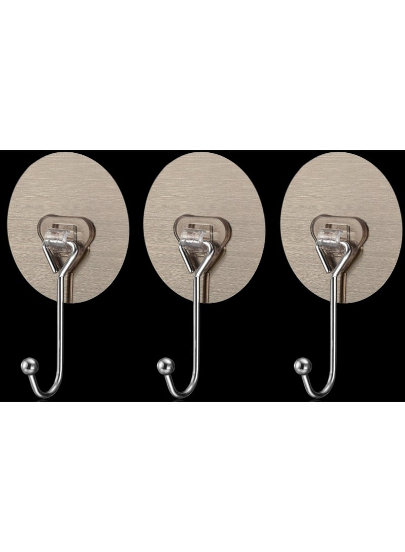3 Pieces Punch-free Hook Strong Adhesive Hook, Washable and Reusable Creative  Round Sstainless Steel Door Coat Hook - Image 1