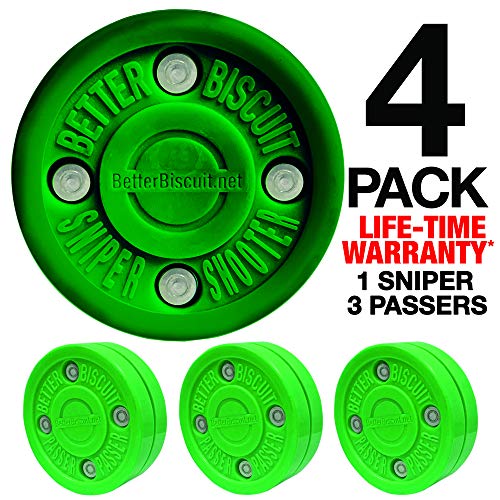 Better Biscuit Hockey Pucks 4 Pack - 3 Passer & 1 Shooter, Green/Dark Green - Image 2