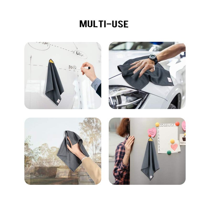 loukin Magnetic Whiteboard Cleaning Cloth, Dry Erase Cleaning Cloth for Classroom, Home and Office Use, Reusable and Washable, Gray, 12" x 12" - One Bottle of 3.4 fl oz Whiteboard Cleaner Included - Image 5