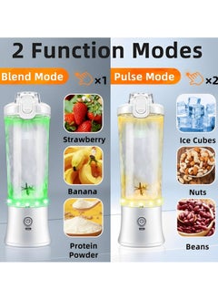 Perfin Portable Blender 600ml, 6-point Blade Mini Blender, USB Rechargeable Personal Blender for Shakes, Smoothies, Fresh Juice, Baby Food, Vegetables，White  - Image 2