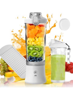 Perfin Portable Blender 600ml, 6-point Blade Mini Blender, USB Rechargeable Personal Blender for Shakes, Smoothies, Fresh Juice, Baby Food, Vegetables，White  - Image 1