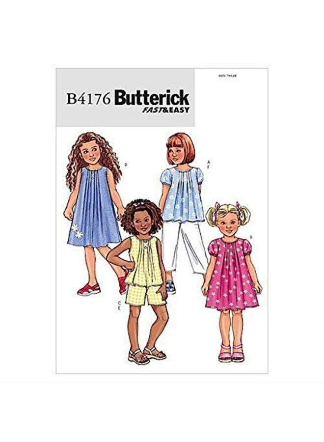 BUTTERICK PATTERNS BUTTERICK PATTERNS B4176 Children's/Girls' Top, Dress, Shorts and Pants, Size 2-3-4-5  - Image 1