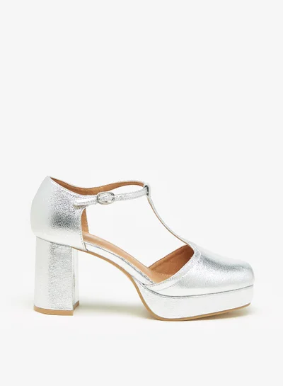 Flora Bella By Shoexpress Womens T strap Sandals with Block Heels and Buckle Closure Ramadan Collection