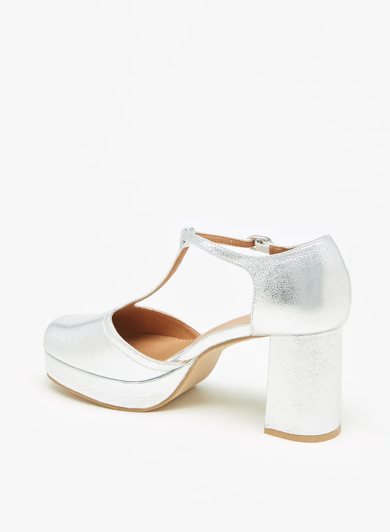 Flora Bella By Shoexpress Womens T strap Sandals with Block Heels and Buckle Closure Ramadan Collection
