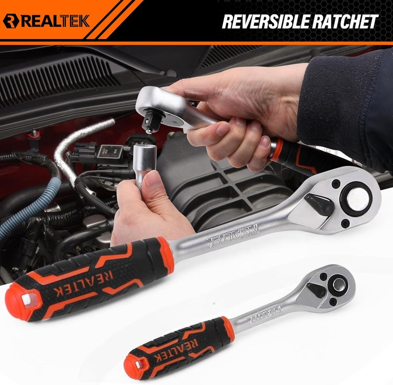 REALTEK 100 Piece Mechanics Tool Kit - Premium Cr-V Constructed Hand Tool Set for Home and Auto Repair - Image 5