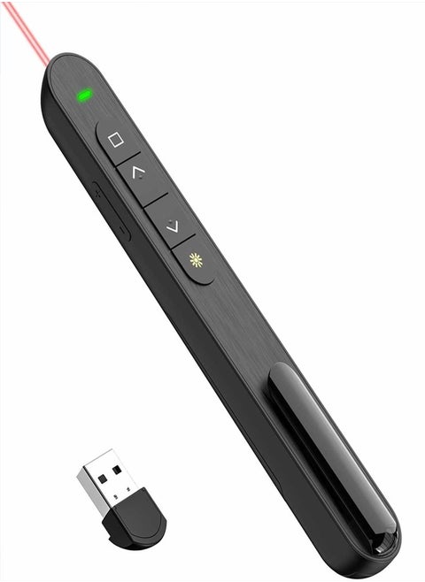 Presentation Clicker Hyperlink Volume Control Wireless Presenter, PowerPoint Clicker RF 2.4GHz USB Presentation Remote Control, PowerPoint Slide Advancer for Mac/PC/Laptop/Keynote