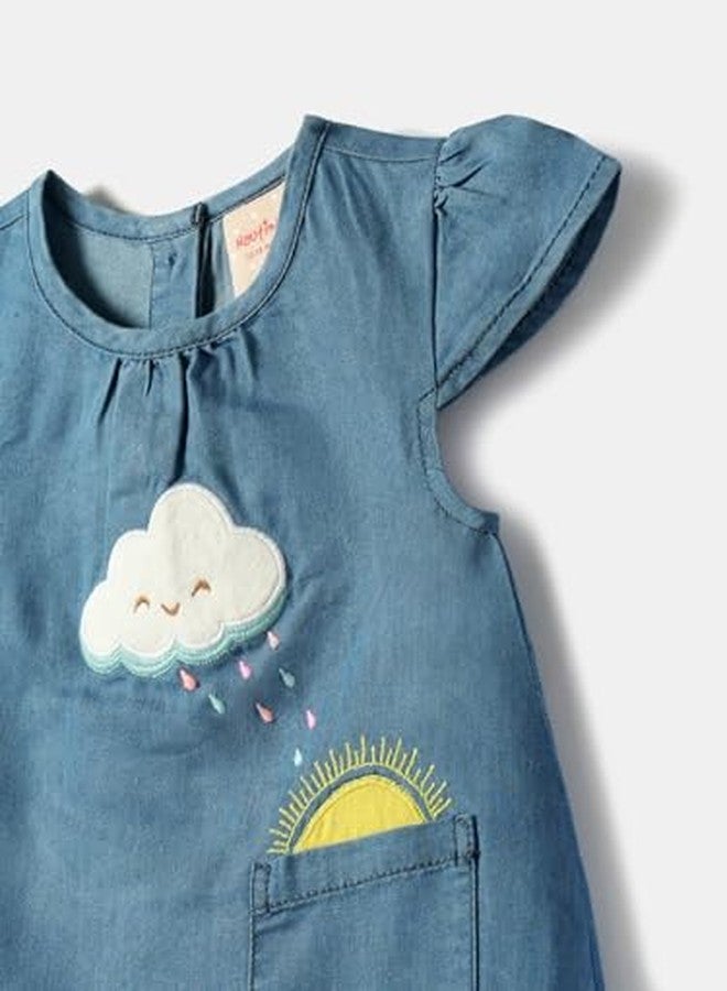 Nautinati Girls Colourful Printed Fit & Flare Cotton Dress | Age 0-3 Years Blue - Image 3