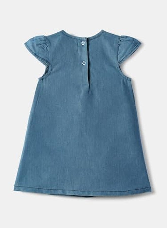 Nautinati Girls Colourful Printed Fit & Flare Cotton Dress | Age 0-3 Years Blue - Image 4