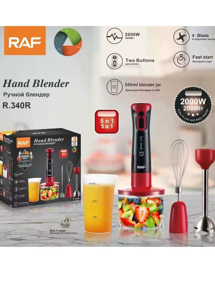 Generic - Hand blender 5*1 stainless - R.340 R - black*red - RAF - 2000 watt - Image 1