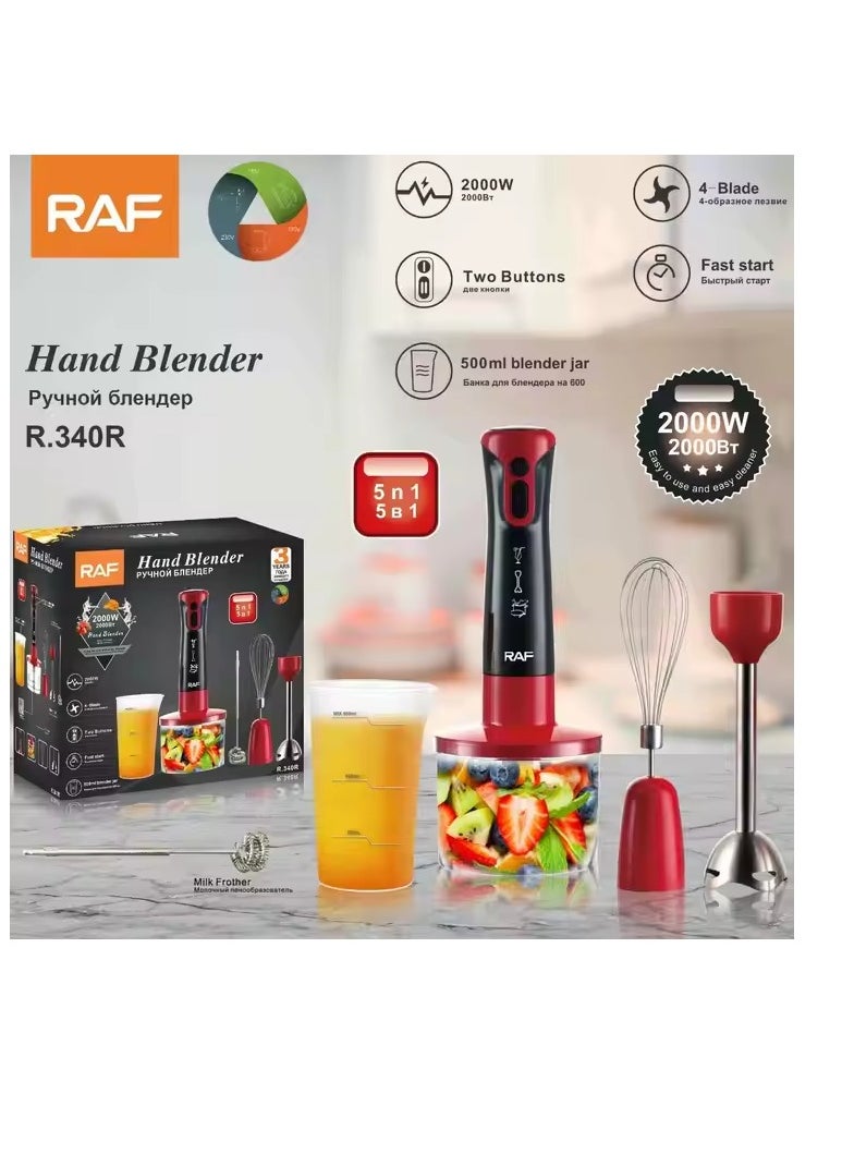Generic - Hand blender 5*1 stainless - R.340 R - black*red - RAF - 2000 watt - Image 1