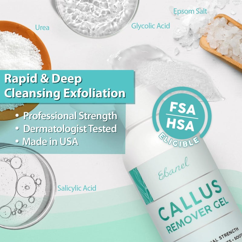 Ebanel Set of Professional Callus Remover for Feet, and Urea Cream 40% Plus Salicylic Acid 2%, Heel Foot Callus Remover Gel Exfoliator Dead Skin Cuticle Removal Toenail Softener Keratolytic Pedicure - Image 3