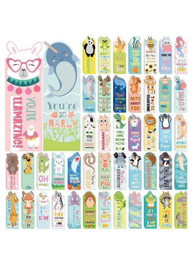 Skyygemm 144 Pcs Animal Pun Bookmarks 2" x 6" Motivational Paper Bookmark Fun Animal Bookmarks for Reading Kids, Book Lovers, Classroom Rewards - Image 1
