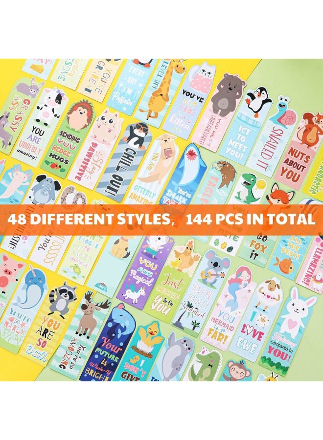 Skyygemm 144 Pcs Animal Pun Bookmarks 2" x 6" Motivational Paper Bookmark Fun Animal Bookmarks for Reading Kids, Book Lovers, Classroom Rewards - Image 3