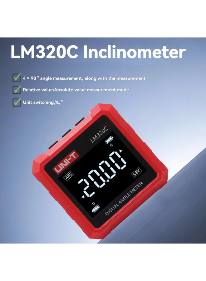 UNI-T Digital Inclinometer LM320C Magnetic Angle Meter Level Gauge 4x90° Protractor Goniometer Tool - Image 2