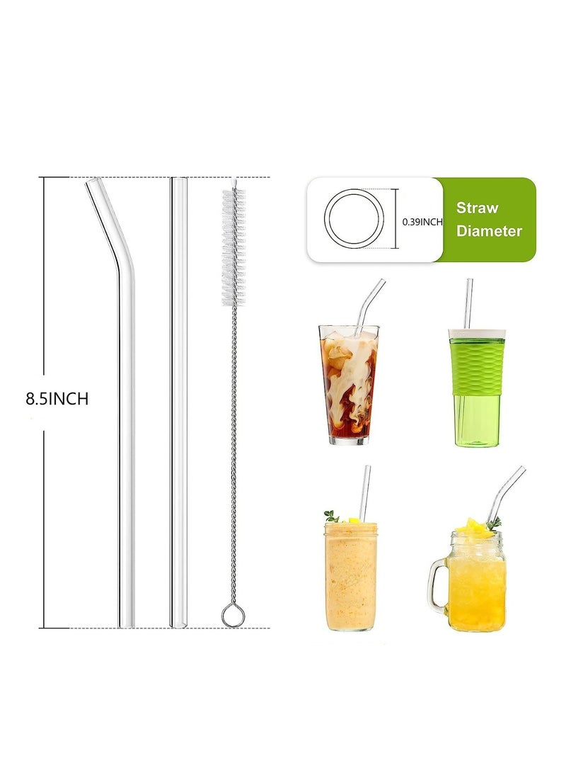 12 pieces of shatter-resistant transparent glass juice straws, reusable glass straws with cleaning brushes, can be used by adults or children, safe, hygienic and easy to clean.8.5x0.3x0.3 inch, there are 6 straight straws, 6 curved straws and 4 cleaning brushes.  - Image 3
