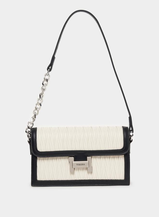 Styli Textured Shoulder Bag with Detachable Strap and Magnetic Closure - Image 2