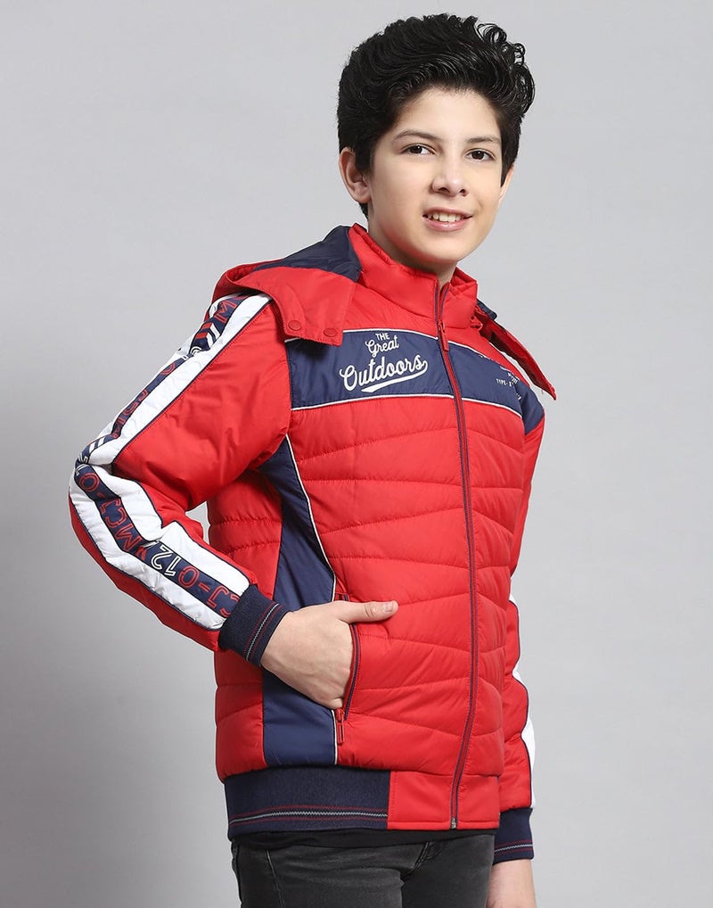 Monte Carlo Boys Red Solid Full Sleeve Hooded Neck Casual Jacket (523063149-1-26) - Image 5