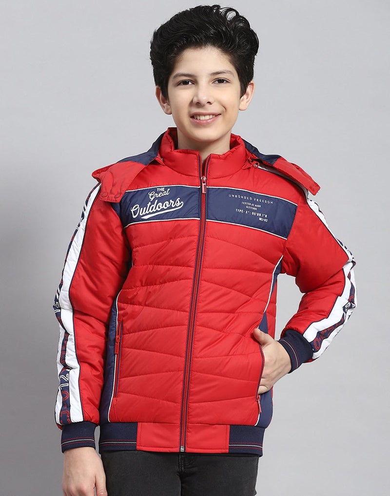 Monte Carlo Boys Red Solid Full Sleeve Hooded Neck Casual Jacket (523063149-1-26) - Image 3