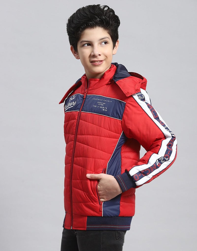 Monte Carlo Boys Red Solid Full Sleeve Hooded Neck Casual Jacket (523063149-1-26) - Image 4