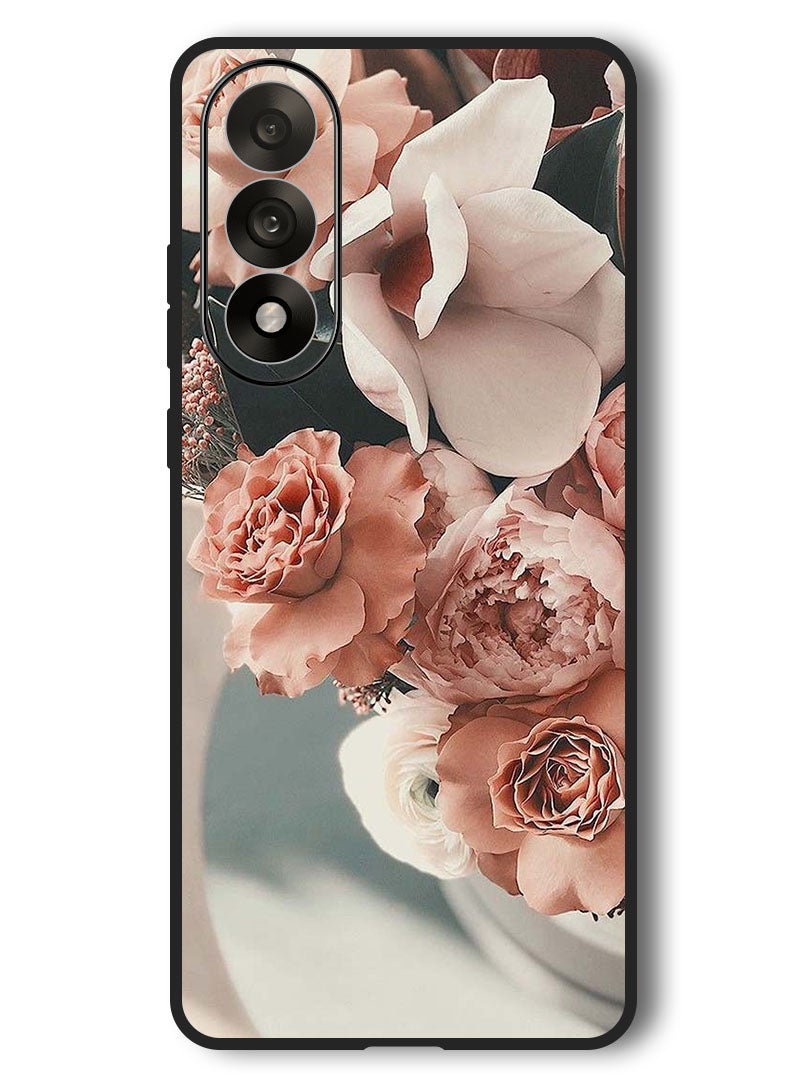 Theodor Case Compatible with OnePlus Nord 5 6.83 Inch Protection Shockproof Bumper Cover Peach Roses - Image 1